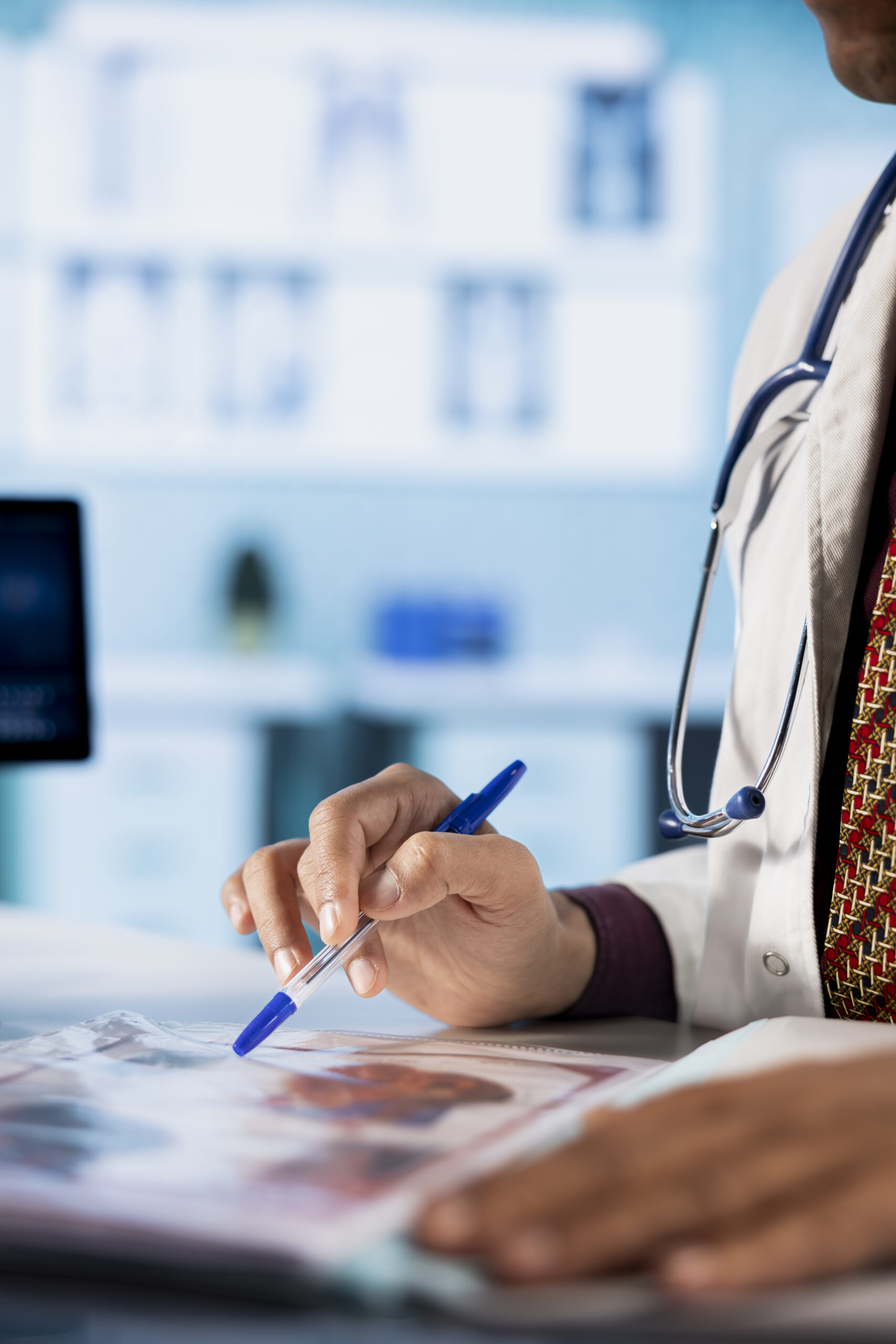 Indian doctor consulting a family, health insurance
